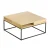 Artiss Coffee Table with Storage Shelf, Metal Frame, 80cm x 80cm x 40cm, Pine Finish, Modern Living Room Centrepiece