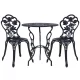 Gardeon 3PC Cast Aluminium Outdoor Bistro Set - Vintage Black, Weather-Resistant, with Parasol Hole, Easy Assembly