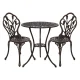 Gardeon 3PC Outdoor Bistro Set – Cast Aluminium Tulip Design, Weather-Resistant, Bronze Finish, with Parasol Hole