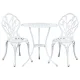 Gardeon 3PC Cast Aluminium Patio Bistro Set, Tulip White – Vintage Outdoor Furniture, Weather-Resistant, Easy Assembly