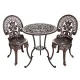 Gardeon 3PC Patio Bistro Set: Cast Aluminium Bronze, Weather-Resistant, Vintage Design with Parasol Hole, Easy Assembly