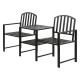 Gardeon 2-Seater Outdoor Garden Bench Loveseat with Table, Black Steel, Weather-Resistant, 165cm x 50cm x 87.5cm
