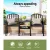 Gardeon 2-Seater Outdoor Garden Bench Loveseat with Table, Black Steel, Weather-Resistant, 165cm x 50cm x 87.5cm