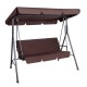 Gardeon 3-Seater Outdoor Swing Chair with Adjustable Canopy, Removable Cushions, Powder-Coated Steel Frame, Brown 170cm