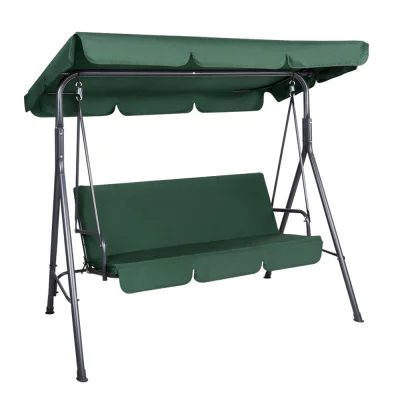 Gardeon Outdoor 3-Seater Swing Chair with Adjustable Canopy, Powder-Coated Steel Frame, Removable Cushions, Green