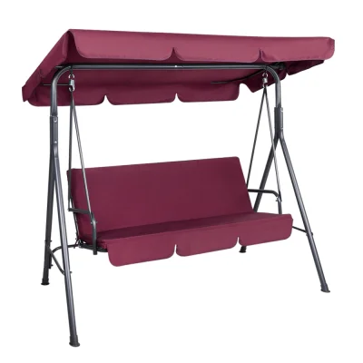 Gardeon Wine Red 3-Seater Outdoor Swing Chair with Adjustable Canopy, Powder-Coated Steel Frame, and Removable Cushions Gardeon Wine Red 3-Seater Outdoor Swing Chair with Adjustable Canopy, Powder-Coated Steel Frame, and Removable Cushions
