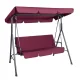 Gardeon Wine Red 3-Seater Outdoor Swing Chair with Adjustable Canopy, Powder-Coated Steel Frame, and Removable Cushions