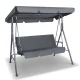 Gardeon 3-Seater Grey Outdoor Swing Chair with Adjustable Canopy, Steel Frame & Removable Cushions - Seats 200kg