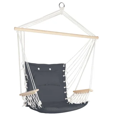 Gardeon Grey Hammock Chair with Armrests - Durable Polyester Cotton, 120kg Capacity, Indoor/Outdoor, Includes Pillow Gardeon Grey Hammock Chair with Armrests - Durable Polyester Cotton, 120kg Capacity, Indoor/Outdoor, Includes Pillow