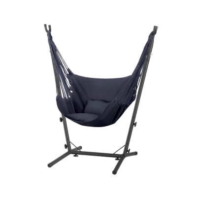 Gardeon Hammock Chair Outdoor Camping with Stand, Grey, Metal Frame, 100x45x145cm, Indoor/Outdoor Relaxation
