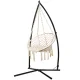 Gardeon Hammock Chair with Steel Stand, Cream Macrame, 360° Rotation, Indoor/Outdoor, Cotton-Poly Blend, 120kg Capacity