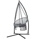 Gardeon Hammock Chair with Steel Stand, Macrame Polyester Cotton, 60cm Seat, Grey, Outdoor Swing with Tassels
