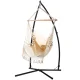 Gardeon Hammock Chair with Steel Stand, Polyester Cotton, 150x90cm, Cream, Outdoor/Indoor, Durable & Easy Install Gardeon Hammock Chair with Steel Stand, Polyester Cotton, 150x90cm, Cream, Outdoor/Indoor, Durable & Easy Install