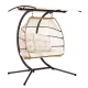 Gardeon Outdoor Double Egg Swing Chair, Handcrafted Wicker Pod with Canopy, 2-Seater, UV-Resistant, Latte Finish