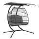 Gardeon Double Hanging Egg Swing Chair with Canopy, Hand-Woven Wicker, Steel Frame, 2-Seater, UV Resistant, Grey Gardeon Double Hanging Egg Swing Chair with Canopy, Hand-Woven Wicker, Steel Frame, 2-Seater, UV Resistant, Grey