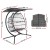 Gardeon Double Hanging Egg Swing Chair with Canopy, Hand-Woven Wicker, Steel Frame, 2-Seater, UV Resistant, Grey