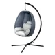 Gardeon Grey Outdoor Foldable Egg Swing Chair with 360° Rotation, UV-Resistant Canopy, and Plush Cushion, 150kg Capacity