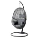 Gardeon Outdoor Egg Swing Chair - Black Wicker Rattan Pod with Stand, 360° Rotatable, 150kg Capacity, Removable Cushion