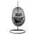 Gardeon Outdoor Egg Swing Chair - Black Wicker Rattan Pod with Stand, 360° Rotatable, 150kg Capacity, Removable Cushion