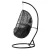 Gardeon Outdoor Egg Swing Chair - Black Wicker Rattan Pod with Stand, 360° Rotatable, 150kg Capacity, Removable Cushion