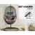 Gardeon Outdoor Egg Swing Chair - Black Wicker Rattan Pod with Stand, 360° Rotatable, 150kg Capacity, Removable Cushion