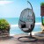 Gardeon Outdoor Egg Swing Chair - Black Wicker Rattan Pod with Stand, 360° Rotatable, 150kg Capacity, Removable Cushion