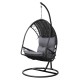 Gardeon Outdoor Wicker Egg Swing Chair with Stand, Anti-Rust Frame, Black, 150kg Capacity, All-Weather Design