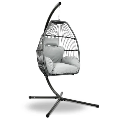 Gardeon Outdoor Hanging Egg Swing Chair, Handcrafted UV-Resistant Wicker, 360° Rotation, Grey Cushion, 150kg Capacity Gardeon Outdoor Hanging Egg Swing Chair, Handcrafted UV-Resistant Wicker, 360° Rotation, Grey Cushion, 150kg Capacity