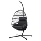 Gardeon Outdoor Egg Swing Chair - Grey Resin Wicker, 195cm Anti-Rust Frame, Plush Cushions, Foldable Pod Stand Included