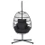 Gardeon Outdoor Egg Swing Chair - Grey Resin Wicker, 195cm Anti-Rust Frame, Plush Cushions, Foldable Pod Stand Included