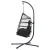 Gardeon Outdoor Egg Swing Chair - Grey Resin Wicker, 195cm Anti-Rust Frame, Plush Cushions, Foldable Pod Stand Included