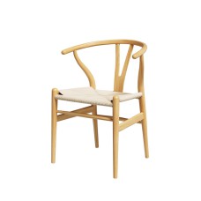 Artiss Dining Chair, Wooden Rattan, Wishbone Back, Ergonomic, Durable Rubberwood Frame, Stylish Kraft Paper Seat