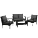 Gardeon 4-Piece Rattan Outdoor Sofa Set with UV-Resistant Wicker, Steel Frame, Cushions, and Tempered Glass Table