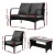 Gardeon 4-Piece Rattan Outdoor Sofa Set with UV-Resistant Wicker, Steel Frame, Cushions, and Tempered Glass Table