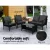 Gardeon 4-Piece Rattan Outdoor Sofa Set with UV-Resistant Wicker, Steel Frame, Cushions, and Tempered Glass Table