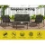 Gardeon Outdoor Sofa Set - 4-Piece Lounge with Tempered Glass Table, Weather-Resistant Textilene, Steel Frame, Black