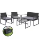 Gardeon 4-Piece Black Rattan Outdoor Sofa Set with Storage Cover, Tempered Glass Table, and Washable Cushions