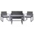 Gardeon 4-Piece Black Rattan Outdoor Sofa Set with Storage Cover, Tempered Glass Table, and Washable Cushions