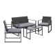 Gardeon 4-Piece Outdoor Rattan Sofa Set with Glass Table - UV-Resistant, Washable Cushions, Black, Easy Assembly