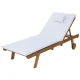 Gardeon Sun Lounge Wooden Lounger: Fir Wood, Adjustable Backrest, White Cushion, Wheels, 195x68x89cm, 300kg Capacity Gardeon Sun Lounge Wooden Lounger: Fir Wood, Adjustable Backrest, White Cushion, Wheels, 195x68x89cm, 300kg Capacity