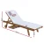 Gardeon Sun Lounge Wooden Lounger: Fir Wood, Adjustable Backrest, White Cushion, Wheels, 195x68x89cm, 300kg Capacity