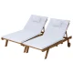 Gardeon 2x Wooden Sun Lounger with Wheels - Adjustable Fir Wood Day Bed, UV-Resistant, White Cushions, 195cm x 68cm x