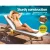 Gardeon 2x Wooden Sun Lounger with Wheels - Adjustable Fir Wood Day Bed, UV-Resistant, White Cushions, 195cm x 68cm x