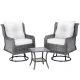 Gardeon 3PC Grey Wicker Bistro Set: Swivel Chairs & Table, UV-Resistant Cushions, Steel Frame, Indoor/Outdoor Use