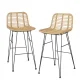 Gardeon 2 Piece Outdoor Wicker Bar Stools - Stylish UV-Resistant Dining Chairs with Steel Frame, 92cm Height