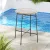 Gardeon Outdoor Bar Table - Wicker & Glass, 70x70x100cm, UV-Resistant, Adjustable Feet, Sturdy Steel Frame, Beige/Black