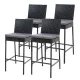 Gardeon 4-Piece Outdoor Bar Stools – Hand-Woven Rattan, UV-Resistant, 5cm Cushions, Steel Frame, Weatherproof Elegance