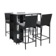 Gardeon 5-Piece Outdoor Bar Set - Stylish PE Wicker Design with Tempered Glass Table & Cushions for Patio Dining