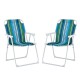 Gardeon Outdoor Folding Chair Set 2x Steel Frame, 150kg Capacity, UV Resistant, 48x46x76.5cm, Blue/White