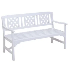 Gardeon 3-Seater White Wooden Garden Bench - Handcrafted Fir Wood, Weather-Resistant, 142x62x88cm, 300kg Capacity